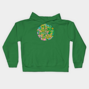 CHRYSANTHEMUMS Abstract Big Flower Summer Bright Floral - Green Blue Pink Yellow Pale Pink - UnBlink Studio by Jackie Tahara Kids Hoodie